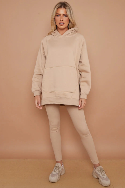 OVERSIZED SPLIT SIDES HOODIE AND LEGGINGS SUIT