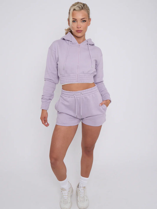 CROPPED ZIP HOODIE & SHORT SET