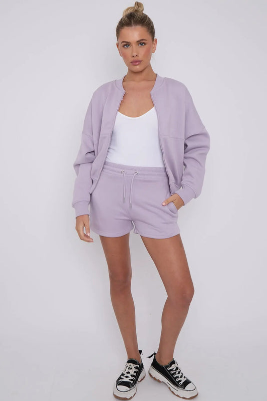 BOMBER STYLE ZIP TOP & SHORT SET