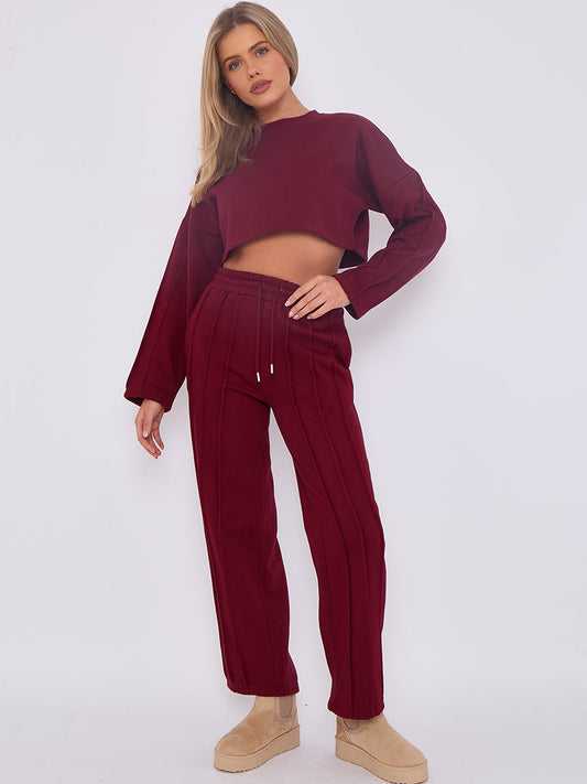3 SEAMS CROPPED TOP & WIDE LEG JOGGERS SET