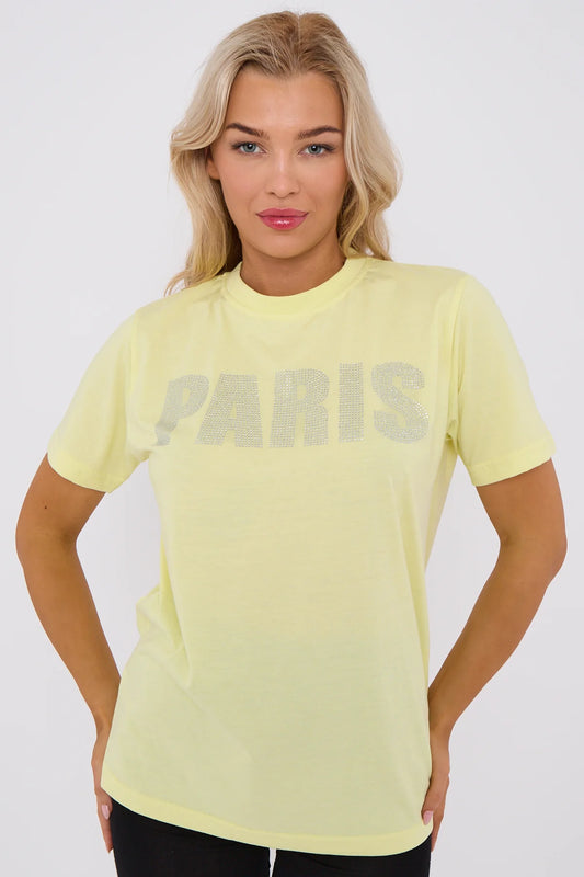 PARIS RHINESTONE DETAIL TEE